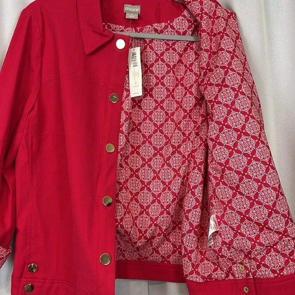 Chico’s NWT Bi-Stretch Maraschino Cherry Jacket Size Chico’s sizing 2 - Picture 6 of 11